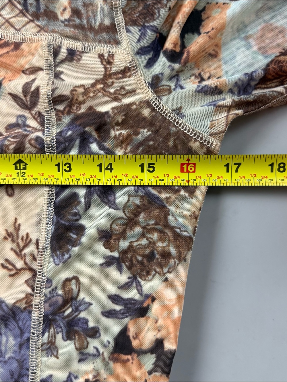 Free People Betty’s Garden Mesh Long Sleeve Floral Top Brown Womens Large Y2K - Picture 8 of 10
